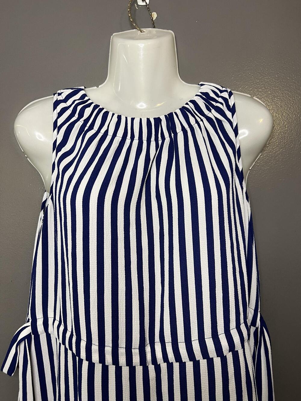 Juicy Couture Dress Womens Small Blue Stripe Belted Sleeveless Shift Nautical